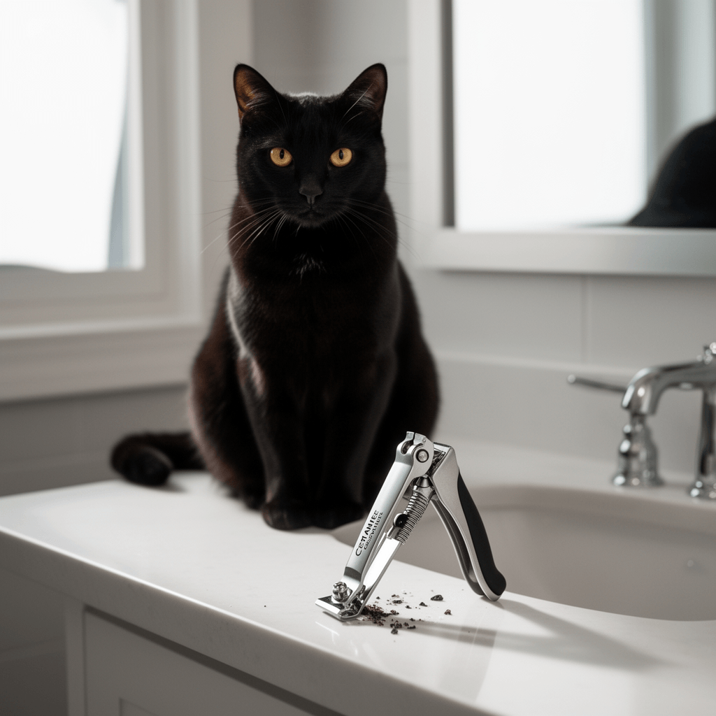 Cat Nail Clipper | Cat Nail Trimmer with Clipping Debris with cat - professional product lifestyle photo