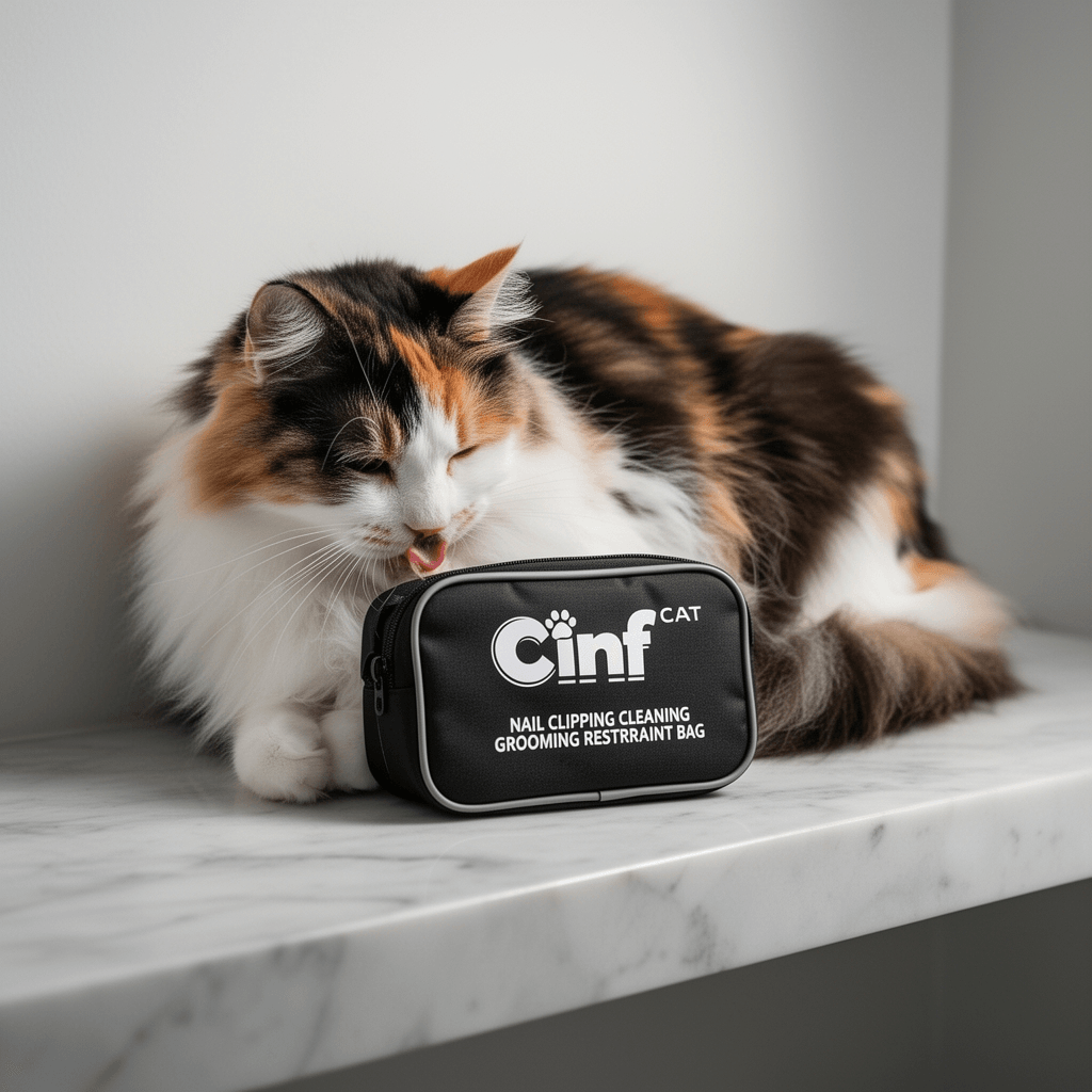 Cinf Cat Nail Clipping Cleaning Grooming Restraint Bag （Free with cat - professional product lifestyle photo