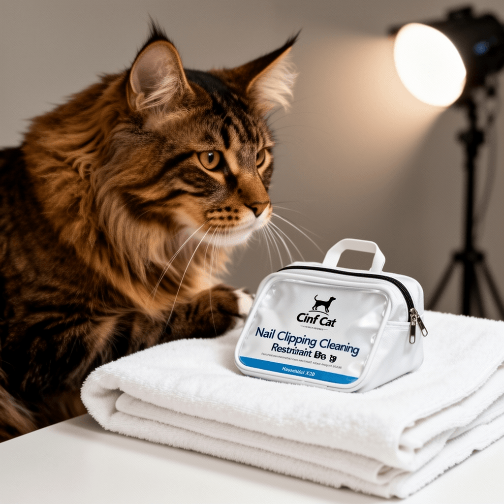 Cinf Cat Nail Clipping Cleaning Grooming Restraint Bag （Free with cat - professional product lifestyle photo