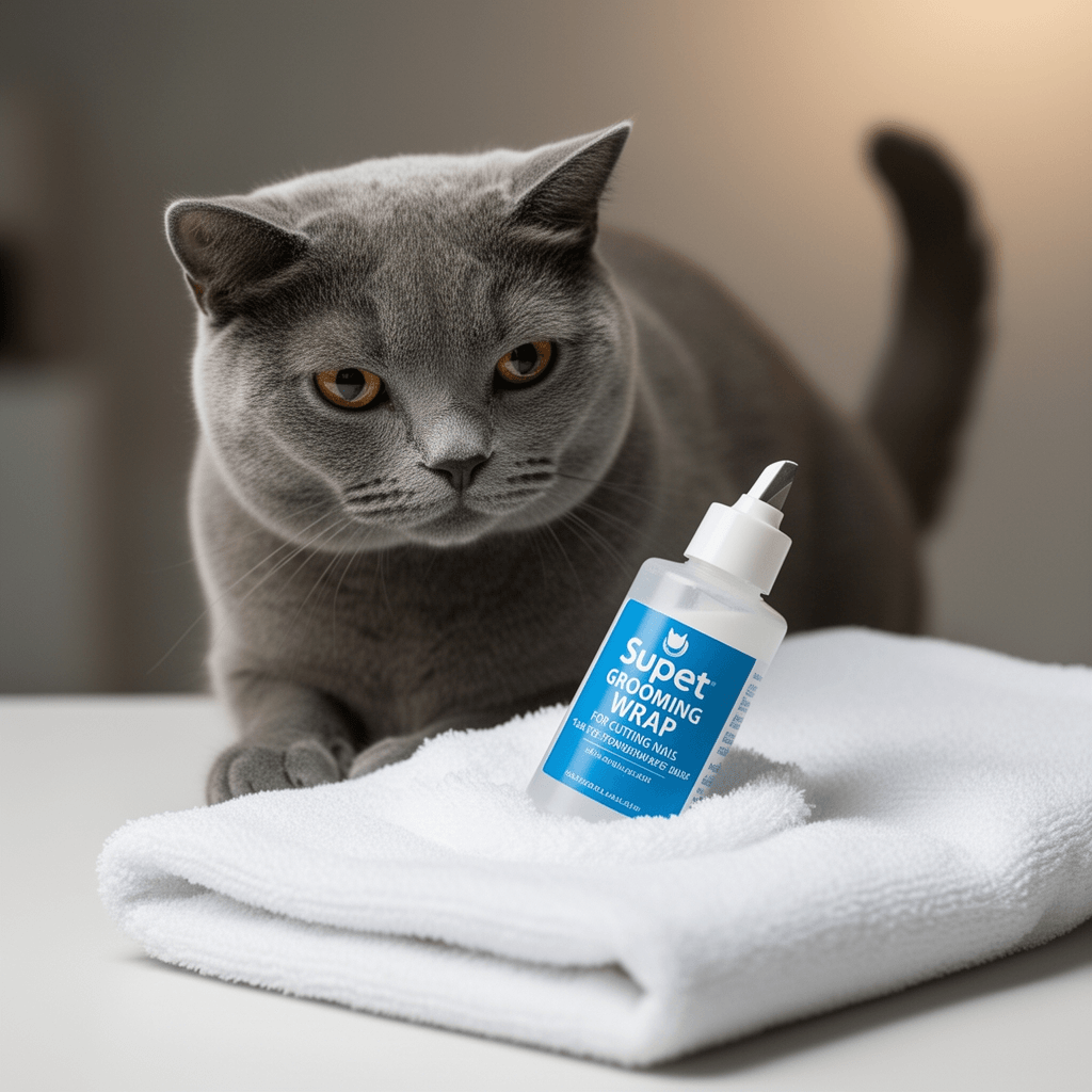 Supet Cat Grooming Wrap for Cutting Nails with cat - professional product lifestyle photo