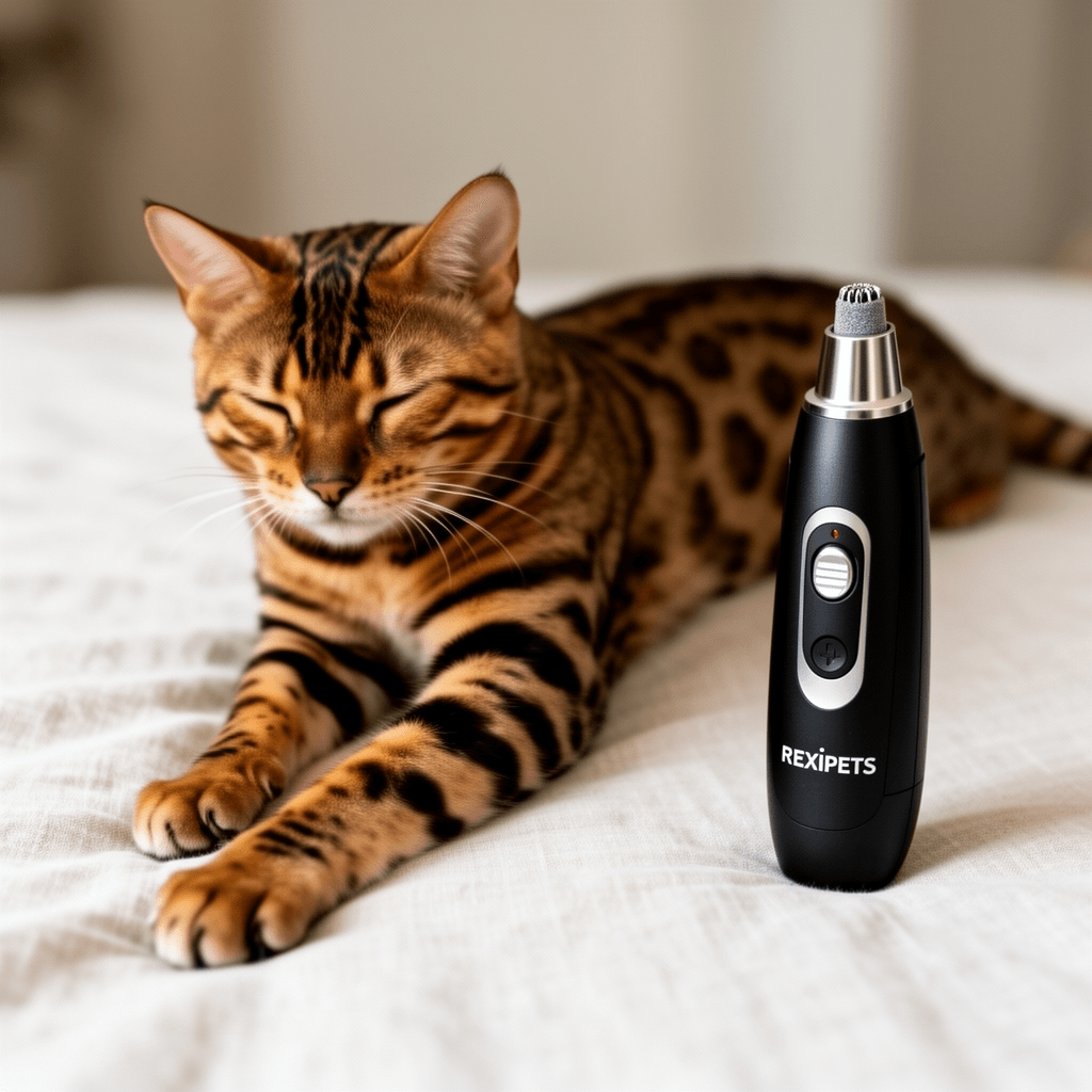 REXIPETS Cat and Dog Nail Grinder - Rechargeable Electric with cat - professional product lifestyle photo