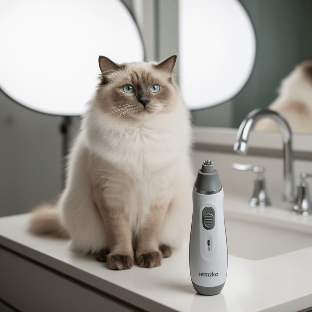 Hertzko Electric Cat & Dog Nail Grinder - Rechargeable Cat with cat - professional product lifestyle photo