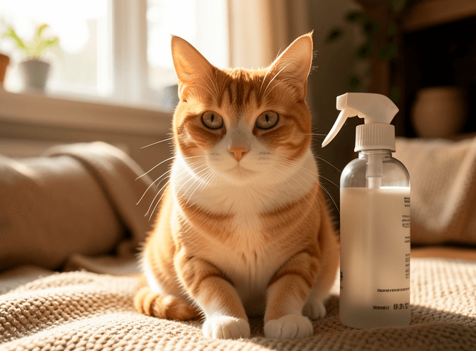Cat owner reviewing how to choose cat pheromone diffusers & sprays options for their pet in 2026
