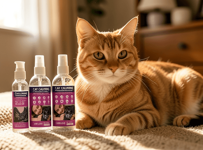 Cat owner reviewing most popular cat pheromone diffusers & sprays options for their pet in 2026