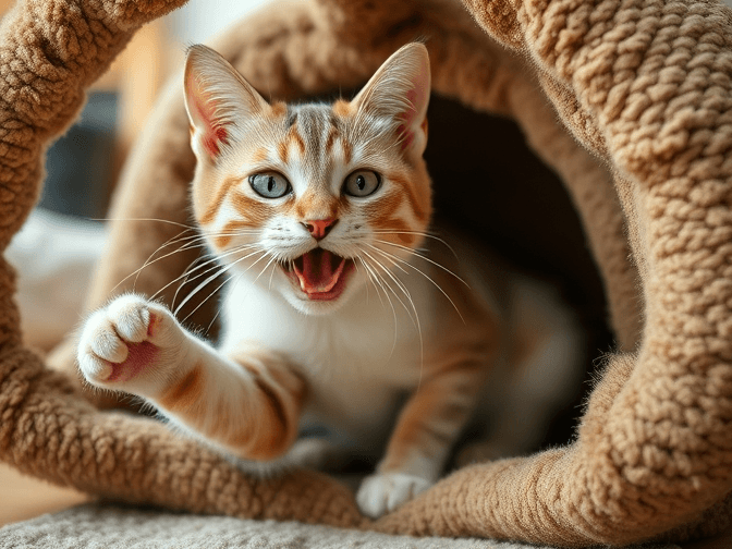 Cat owner reviewing cat play tunnels and tents for anxious cats options for their pet in 2026