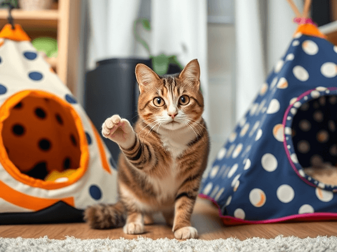 Cat owner reviewing cat play tunnels and tents on amazon options for their pet in 2026
