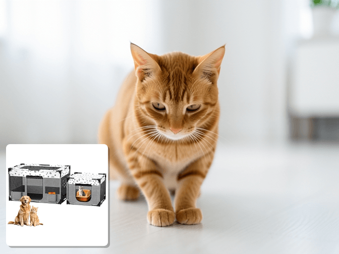 Cat owner reviewing best cat playpens for kittens options for their pet in 2026