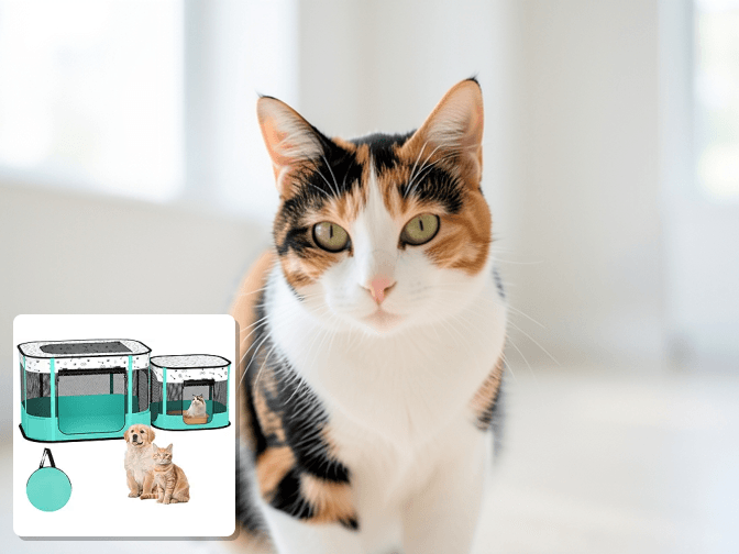 Cat owner reviewing cat playpen for bengals and active breeds options for their pet in 2026