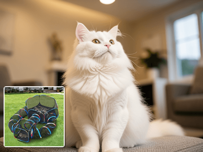 Cat owner reviewing cat playpen tent for senior cats options for their pet in 2026