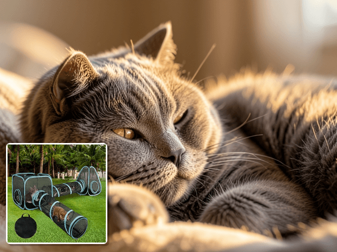 Cat owner reviewing outdoor cat playpens with roof options for their pet in 2026