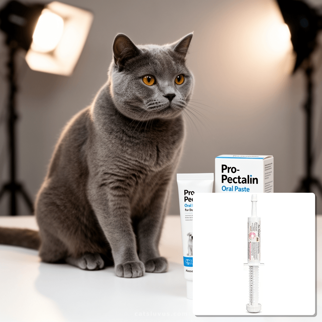 Pro-Pectalin Oral Paste for Dogs & Cats with cat - professional product lifestyle photo
