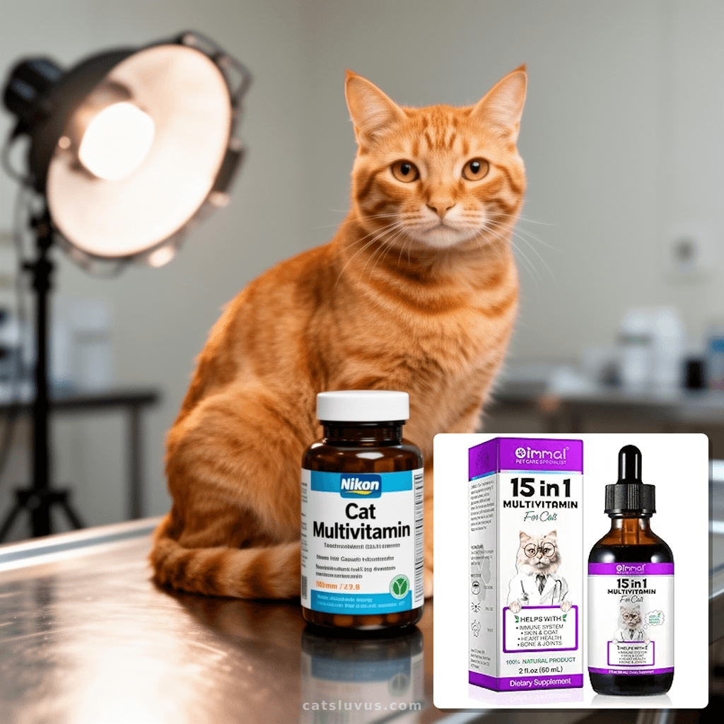 Cat Multivitamin with cat - professional product lifestyle photo