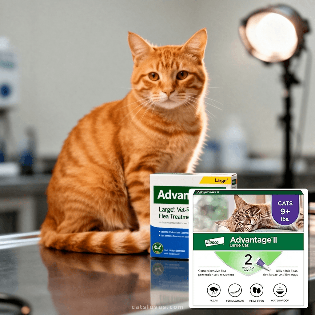 Advantage II Large Cat Vet-Recommended Flea Treatment & Prev with cat - professional product lifestyle photo