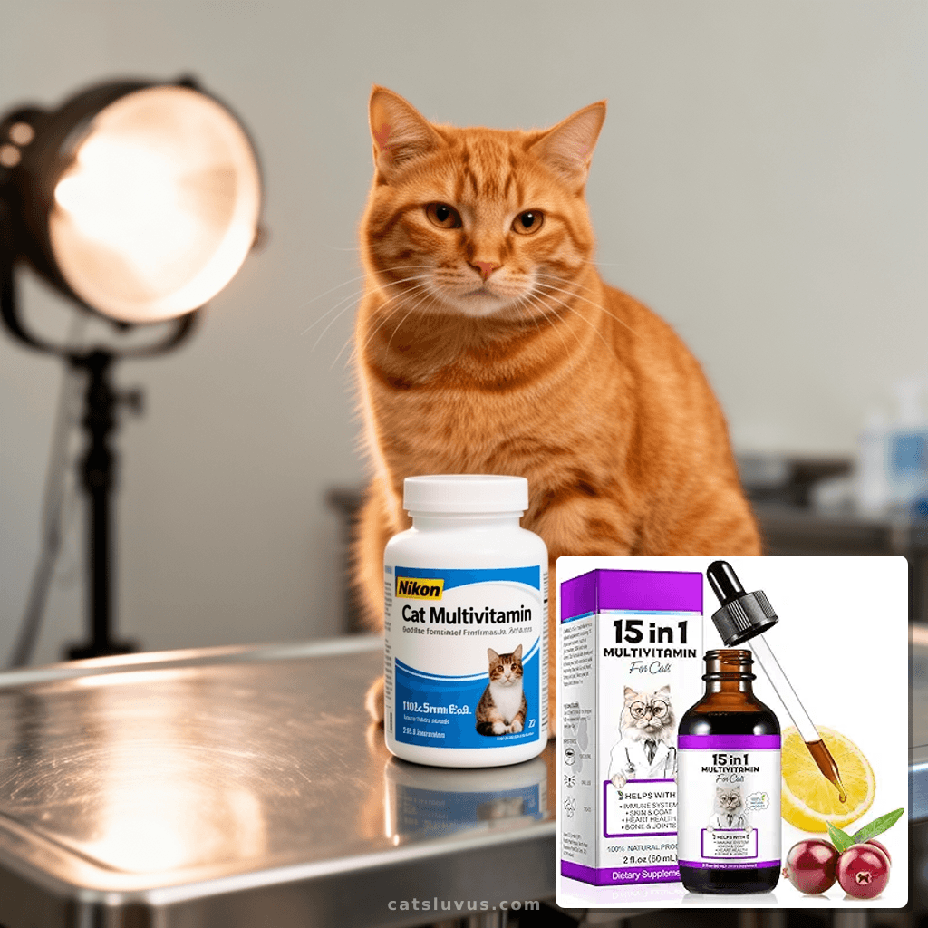 Cat Multivitamin with cat - professional product lifestyle photo
