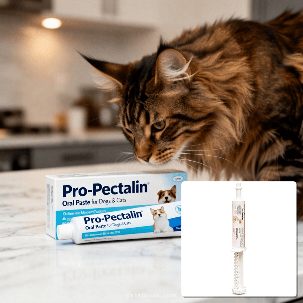 Pro-Pectalin Oral Paste for Dogs & Cats with cat - professional product lifestyle photo