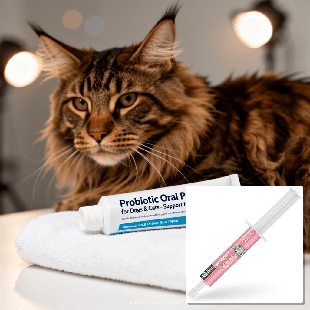 Probiotic Oral Paste for Dogs & Cats - Support Healthy with cat - professional product lifestyle photo