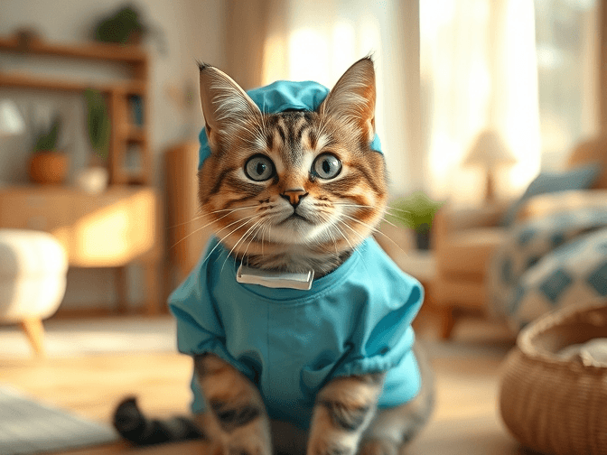 Cat owner reviewing best cat recovery suits & medical apparel options for their pet in 2026