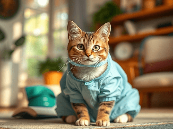 Cat owner reviewing cat recovery suits & medical apparel for indoor cats options for their pet in 2026