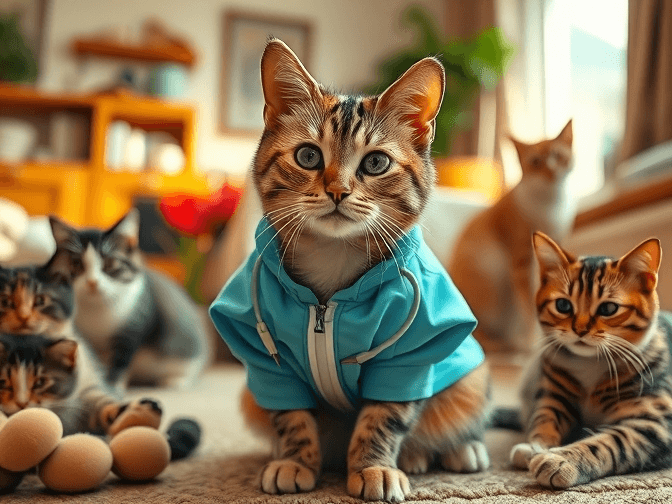 Cat owner reviewing cat recovery suits & medical apparel for multiple cats options for their pet in 2026