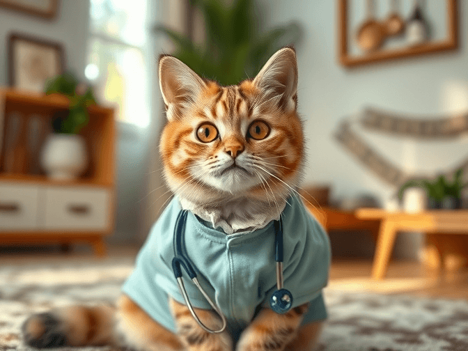Cat owner reviewing luxury cat recovery suits & medical apparel options for their pet in 2026
