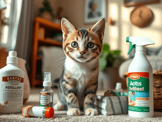 Cat owner reviewing affordable cat repellent & deterrent products options for their pet in 2026