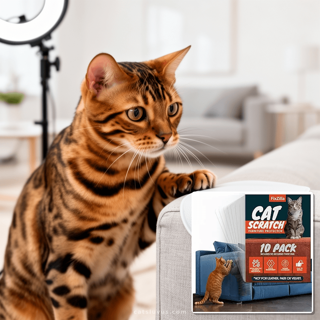 Anti Cat Scratch Furniture Protector with cat - professional product lifestyle photo