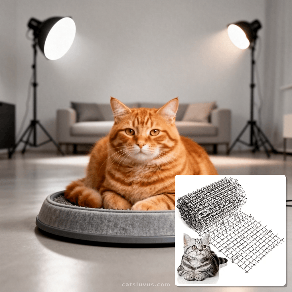 6.5ft Scat Mat for Cats - Cat Scat Mat with cat - professional product lifestyle photo