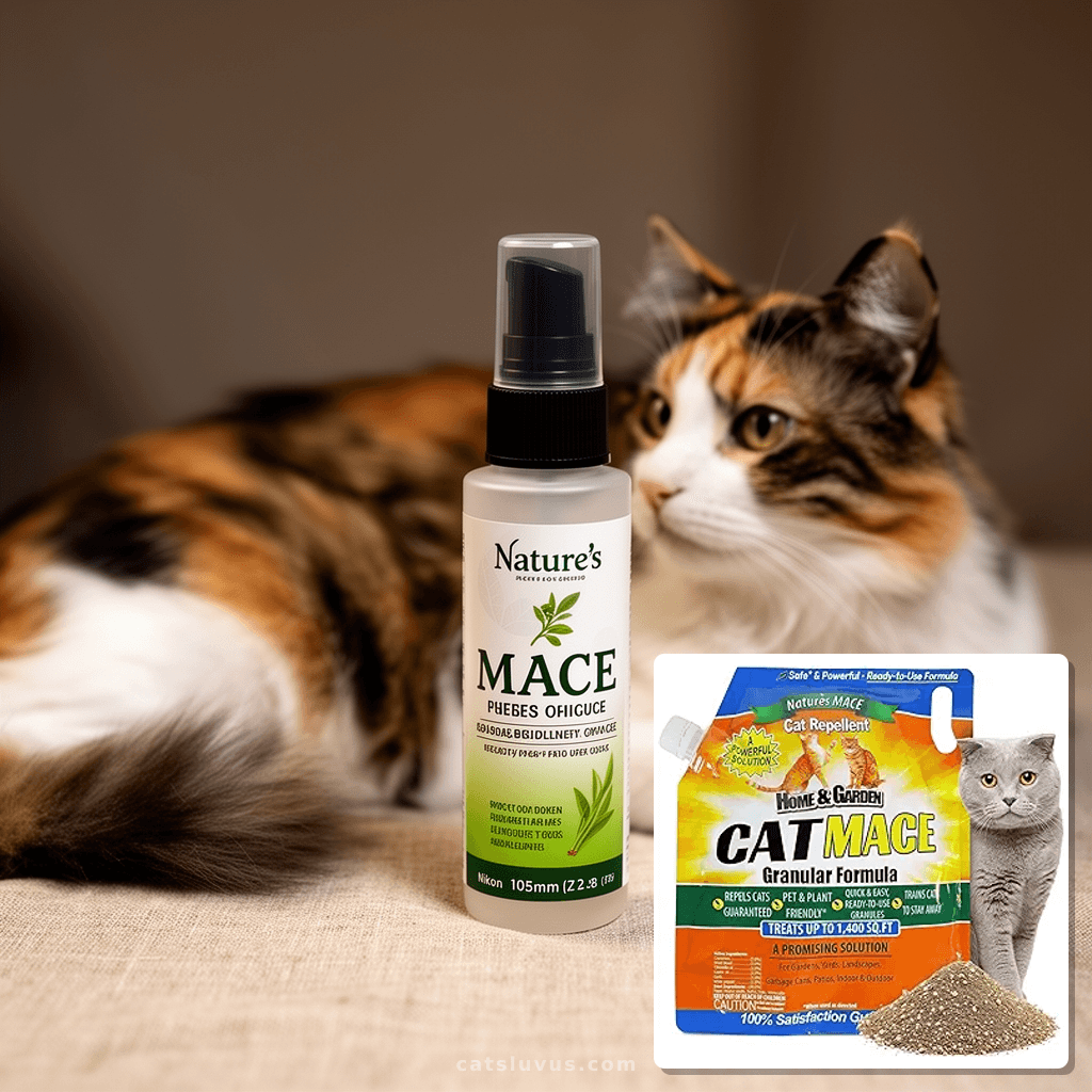 Nature's Mace with cat - professional product lifestyle photo