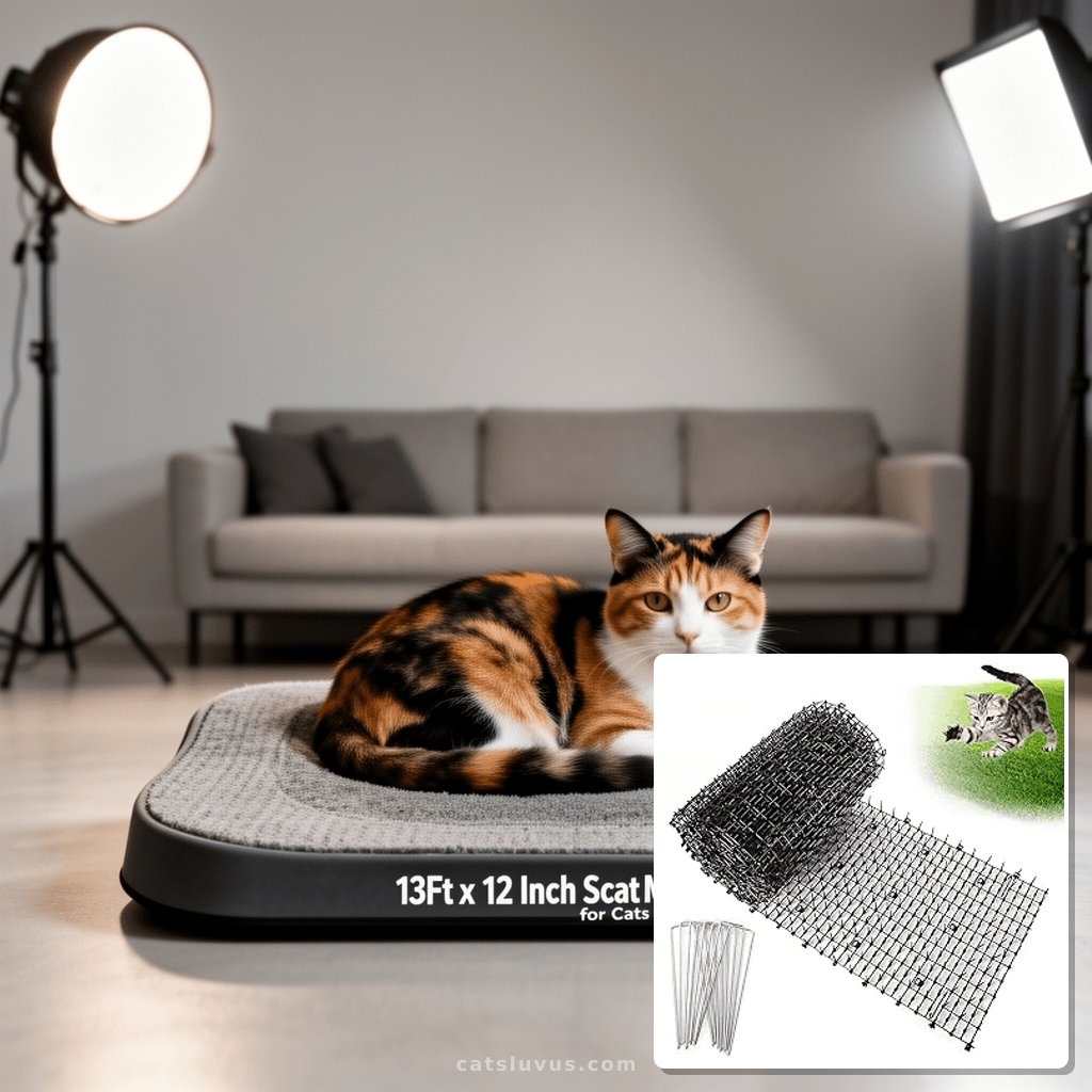 13Ft x 12 Inch Scat Mat for Cats with cat - professional product lifestyle photo