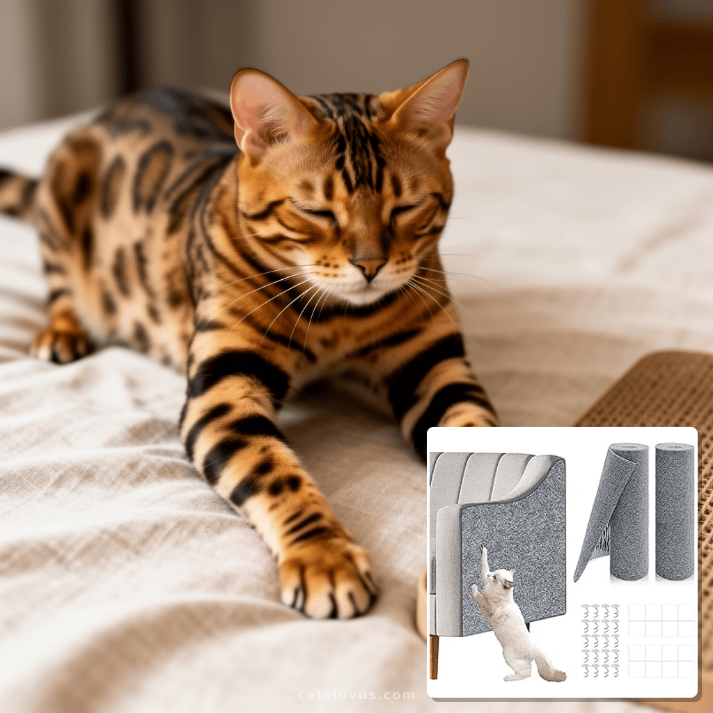 2 Pcs Total 78.8"x15.8" Cat Scratch Mat with cat - professional product lifestyle photo