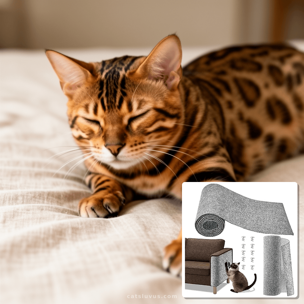 Cat Scratch Couch Furniture Protector with cat - professional product lifestyle photo