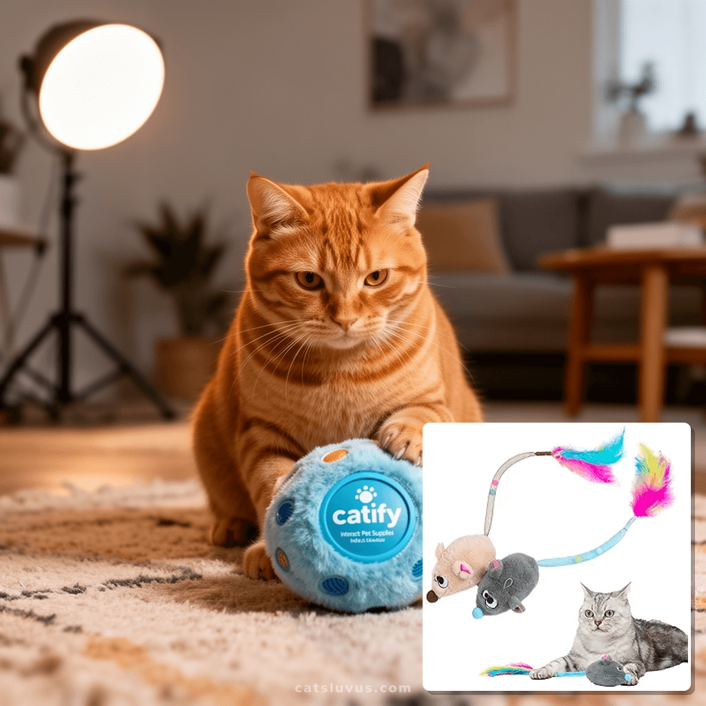 Catify by Best Pet Supplies Interactive Cat Toys – Plush with cat - professional product lifestyle photo