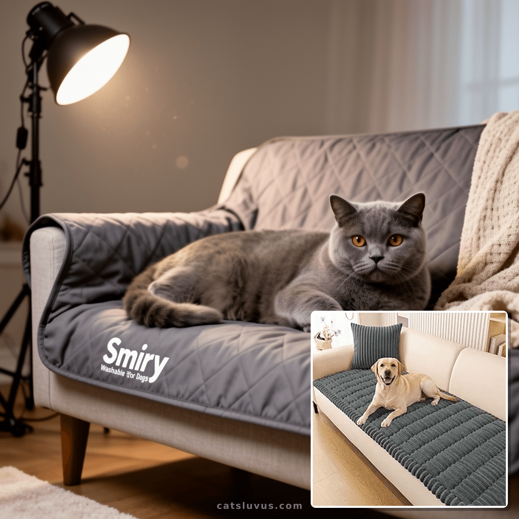 Smiry Couch Cover for Dogs Washable with cat - professional product lifestyle photo
