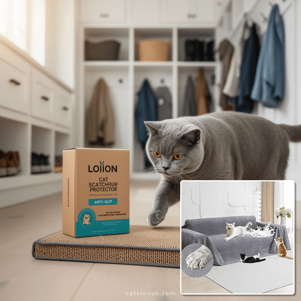 Anti Cat Scratch Furniture Protector with cat - professional product lifestyle photo