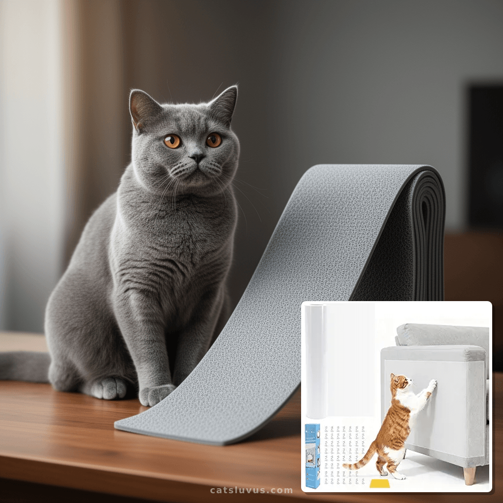 Anti Cat Scratch Furniture Protector - 118in*12in with cat - professional product lifestyle photo