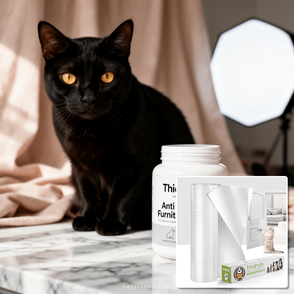 [Thicken Vinyl] Anti Cat Scratch Furniture Protector with cat - professional product lifestyle photo