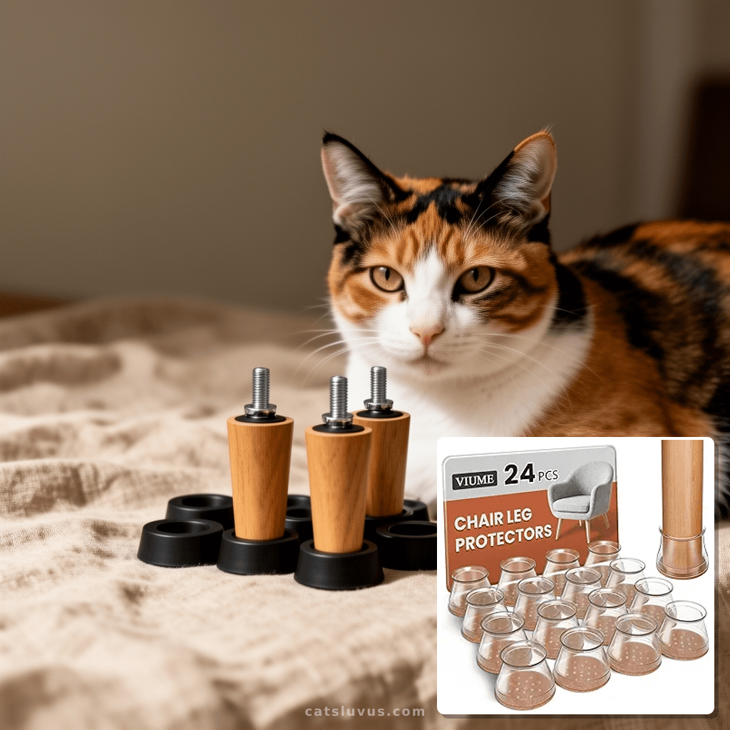 24 Pcs Chair Leg Floor Protectors for Hardwood Floors with cat - professional product lifestyle photo