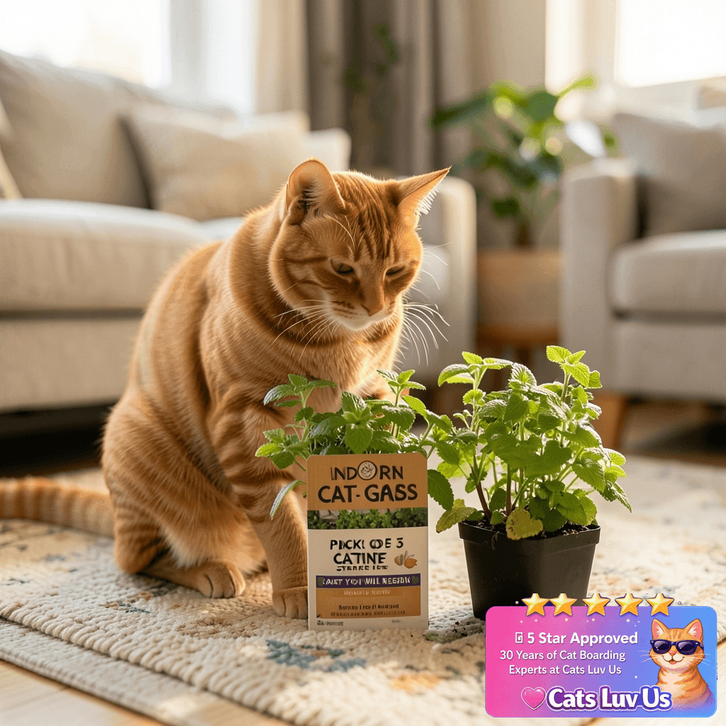 Cat Grass for Indoor Cats - Pack of 3 - Catnip Starter with cat - professional product lifestyle photo