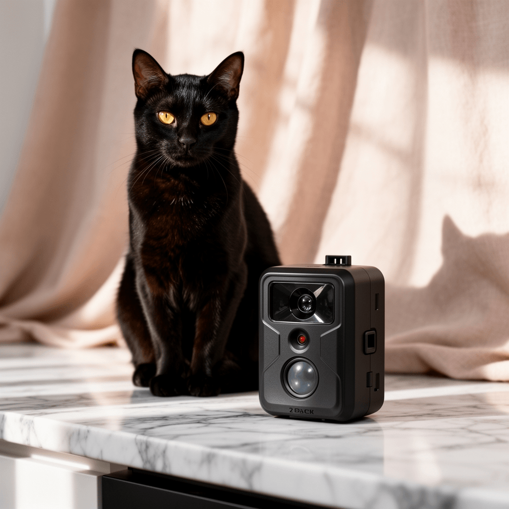 2 Pack Ultrasonic Animal Repellent Outdoor with cat - professional product lifestyle photo