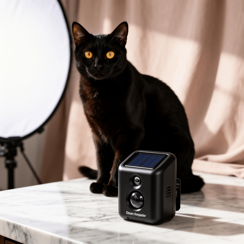 2026 Upgraded Ultrasonic Solar Animal Repellent Outdoor with cat - professional product lifestyle photo