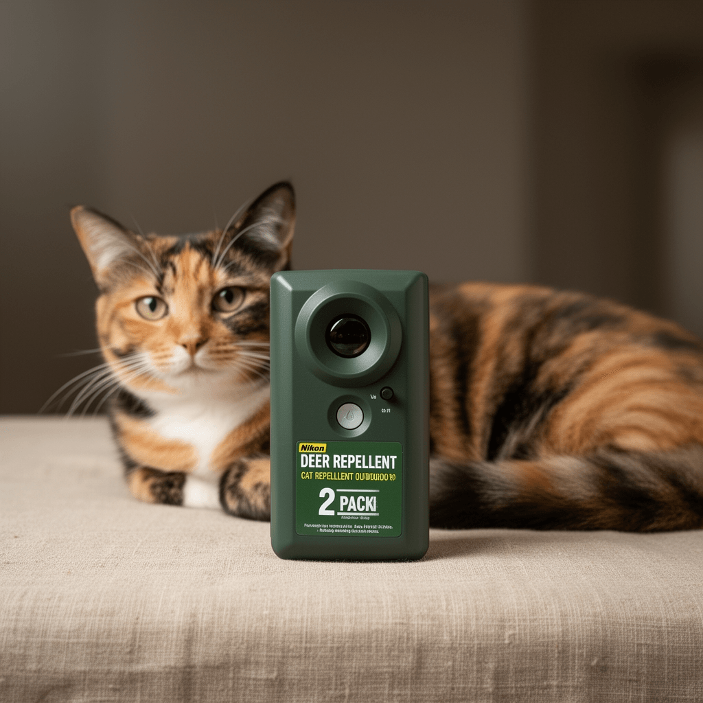 Deer Repellent Device 2 Pack Cat Repellent Outdoor Dog with cat - professional product lifestyle photo