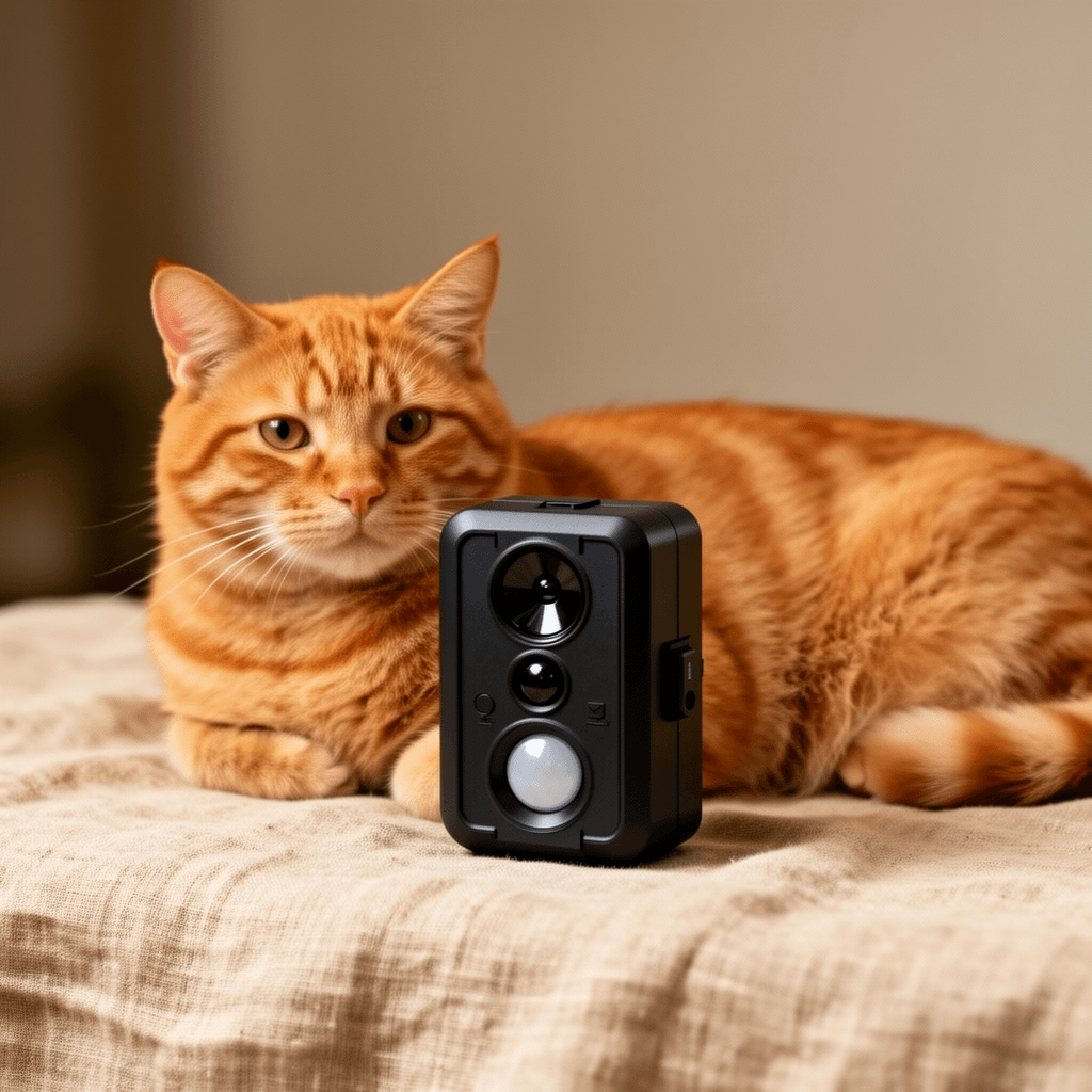 Solar Ultrasonic Animal Repellent Outdoor 2PCS with cat - professional product lifestyle photo