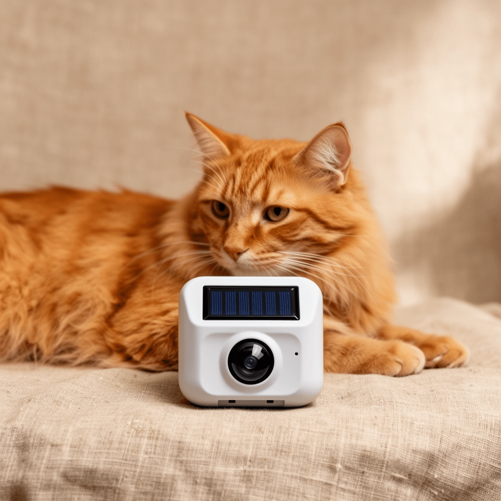 Solar Powered Cat Deterrent 4 Pack - Outdoor Garden & Lawn with cat - professional product lifestyle photo