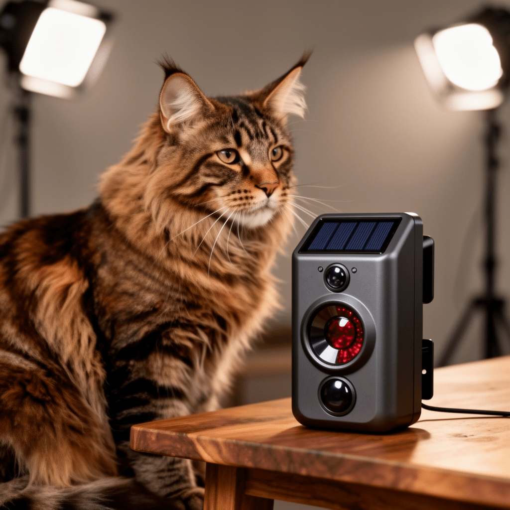 2 Pcs Solar Ultrasonic Animal Repeller Outdoor Squirrel Cat with cat - professional product lifestyle photo