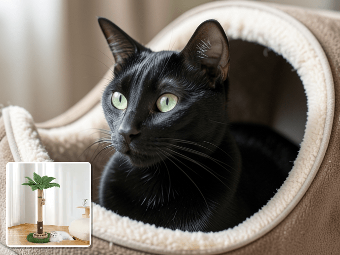 Cat owner reviewing cat scratching pads and posts for multiple cats options for their pet in 2026