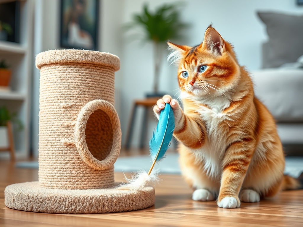 cat scratching post with feather toy - cat scratching posts pads guide hero image
