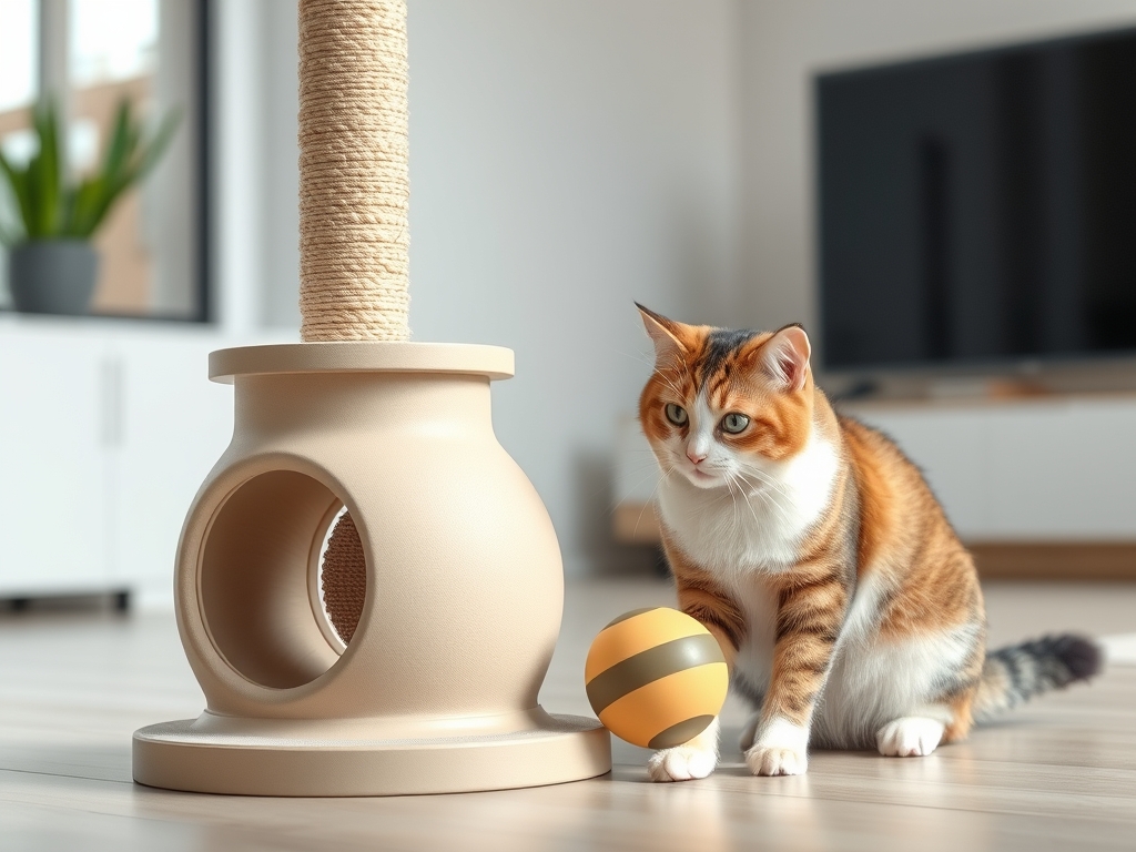 cat scratching post with interactive ball - cat scratching posts pads guide hero image
