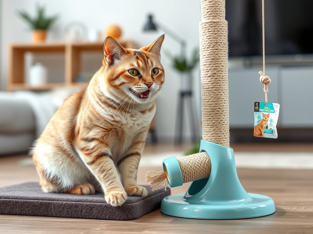 cat scratching post with toy attached - cat scratching posts pads guide hero image