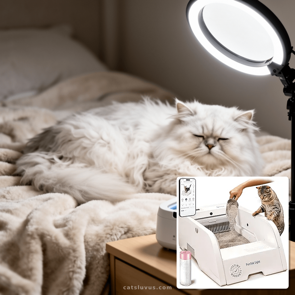 Self Cleaning Litter Box with Auto Safety Sensors for with cat - professional product lifestyle photo