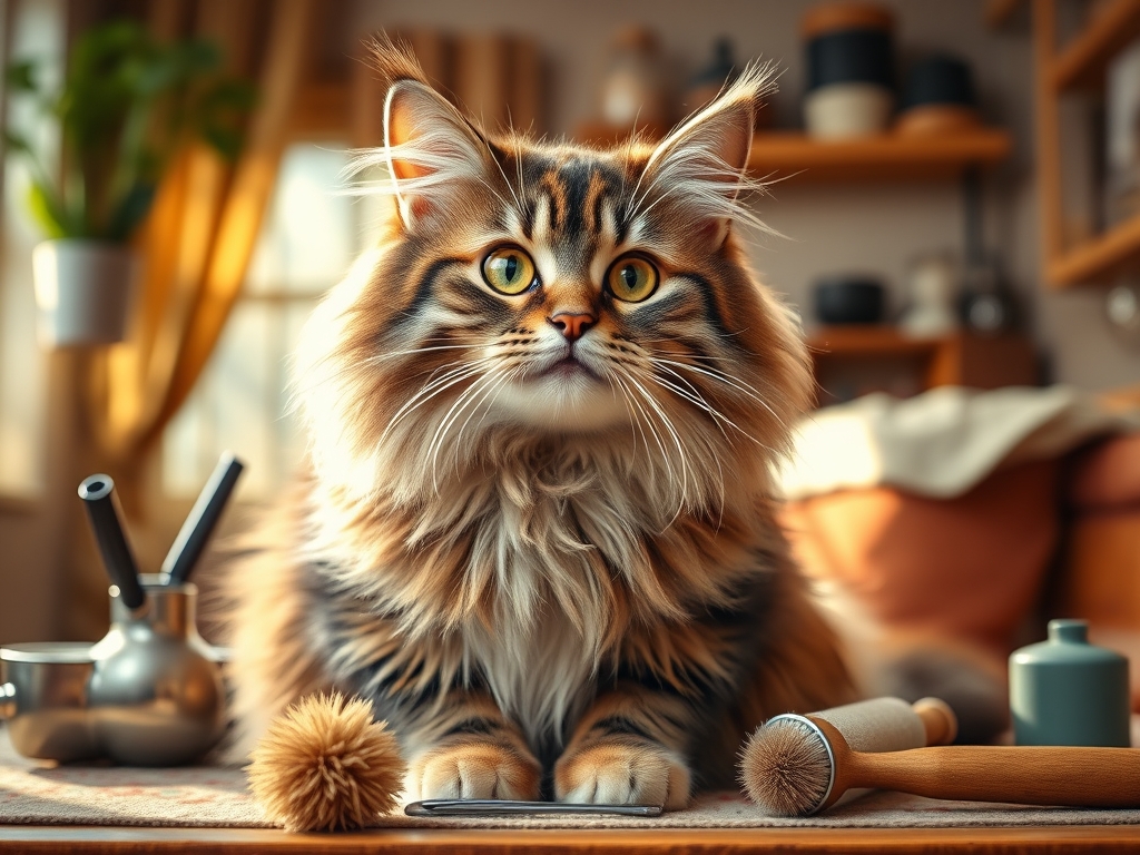 grooming tools for long-haired senior cats - cat senior care guide hero image